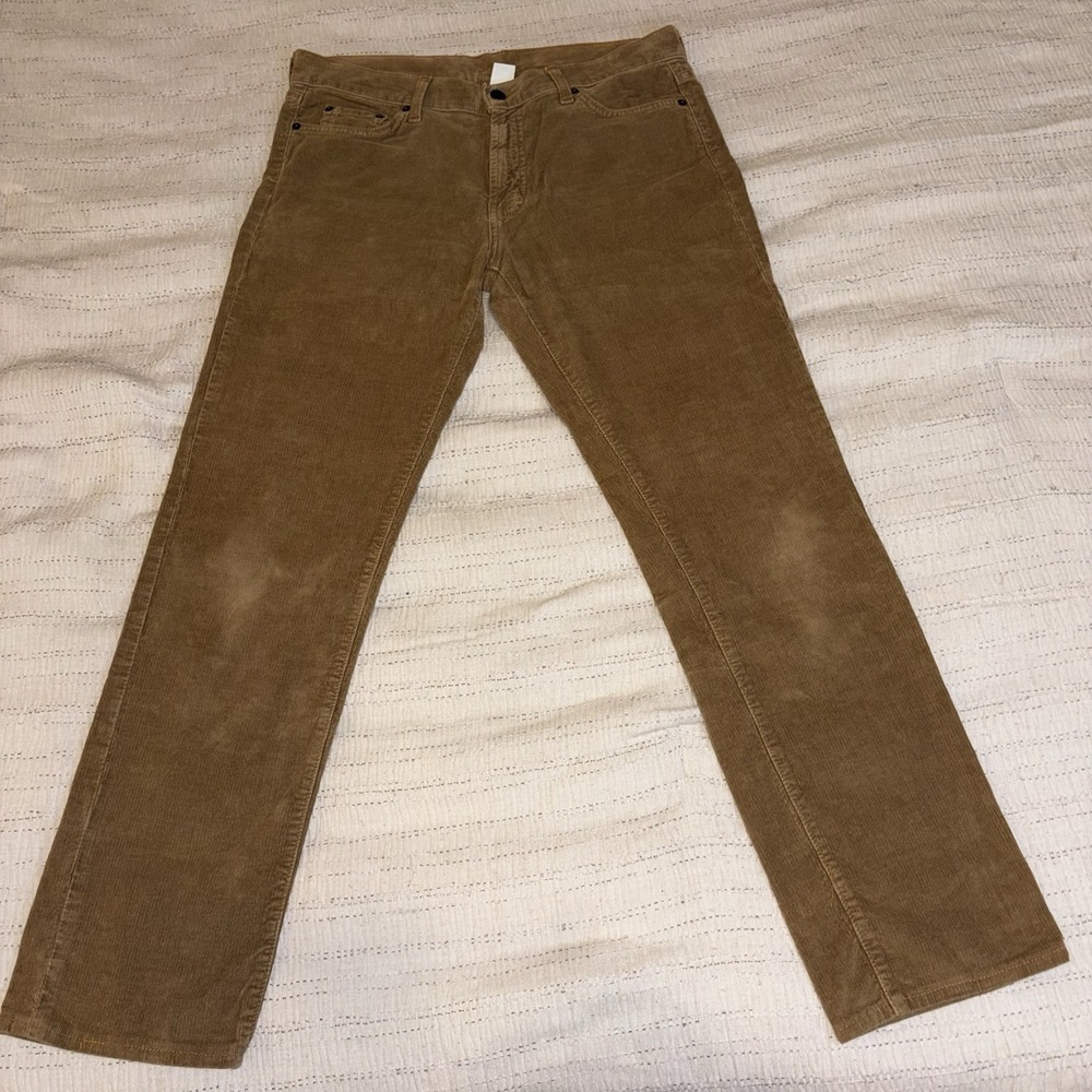 Garnet Hill Corduroy Pants Womens 31 Brown Straight Leg Velvet Soft USA Made